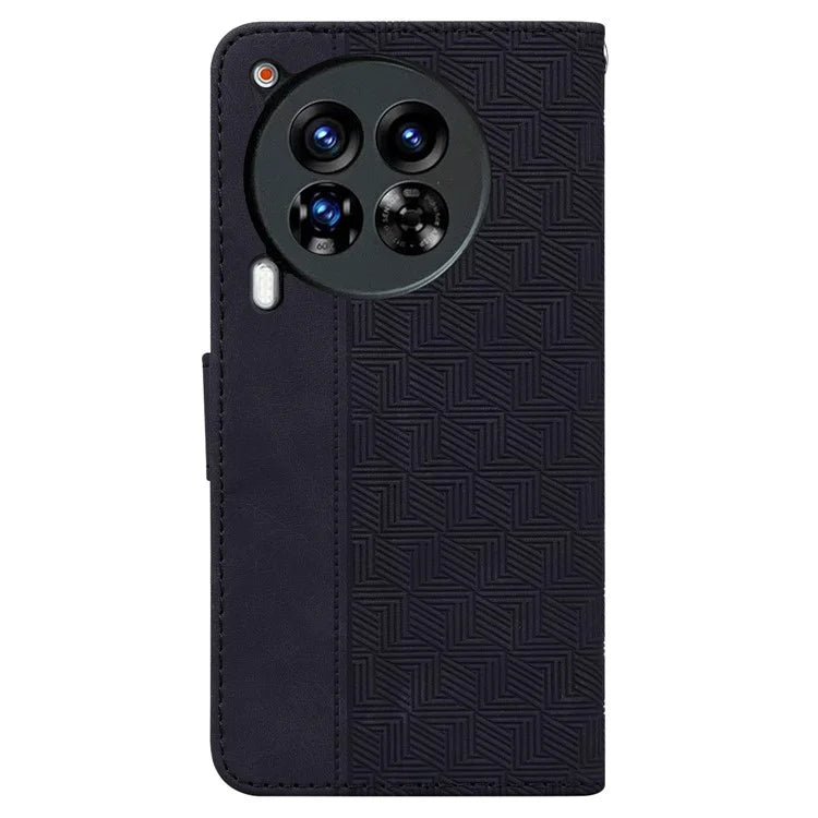 For TECNO Camon 30 Premier 5G Wallet Case Geometry Imprint Leather Phone Cover with Strap