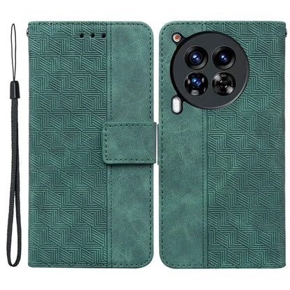 For TECNO Camon 30 Premier 5G Wallet Case Geometry Imprint Leather Phone Cover with Strap