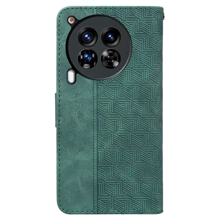 For TECNO Camon 30 Premier 5G Wallet Case Geometry Imprint Leather Phone Cover with Strap
