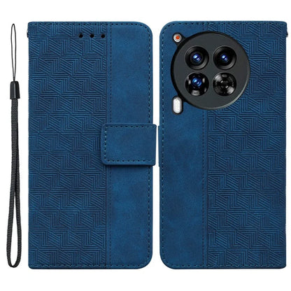 For TECNO Camon 30 Premier 5G Wallet Case Geometry Imprint Leather Phone Cover with Strap