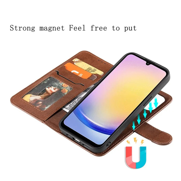 KT Leather Series-3 For Samsung Galaxy A25 5G (Global) (161.0 X 76.5 X 8.3mm) Case PU Leather Phone Cover Detachable Wallet