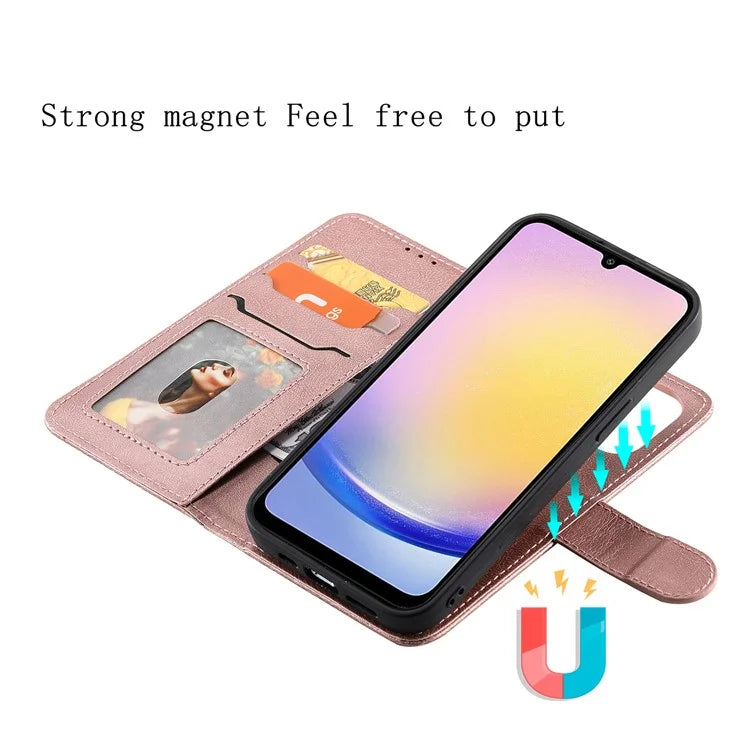 KT Leather Series-3 For Samsung Galaxy A25 5G (Global) (161.0 X 76.5 X 8.3mm) Case PU Leather Phone Cover Detachable Wallet