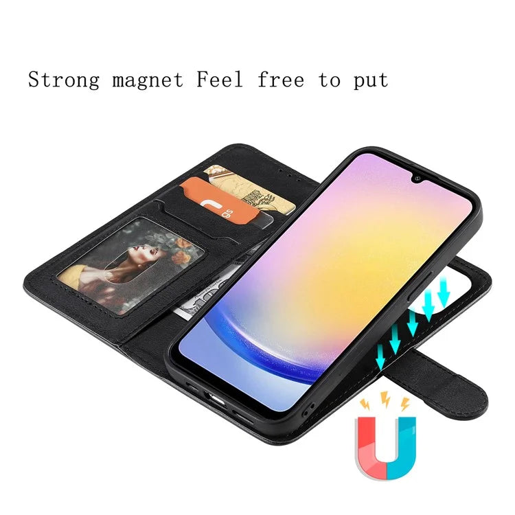 KT Leather Series-3 For Samsung Galaxy A25 5G (Global) (161.0 X 76.5 X 8.3mm) Case PU Leather Phone Cover Detachable Wallet