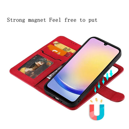 KT Leather Series-3 For Samsung Galaxy A25 5G (Global) (161.0 X 76.5 X 8.3mm) Case PU Leather Phone Cover Detachable Wallet