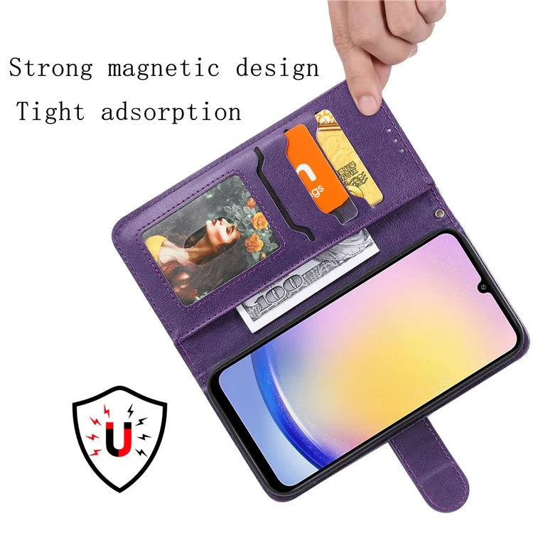 KT Leather Series-3 For Samsung Galaxy A25 5G (Global) (161.0 X 76.5 X 8.3mm) Case PU Leather Phone Cover Detachable Wallet