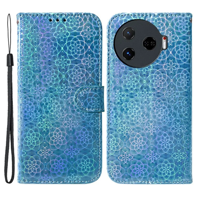 For TECNO Camon 30 Pro 5G Case Dazzling Flower Protective PU Leather Stand Phone Cover