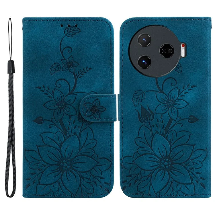 For TECNO Camon 30 Pro 5G Wallet Case Lily Imprint Anti-Scratch Leather Phone Cover