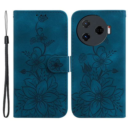 For TECNO Camon 30 Pro 5G Wallet Case Lily Imprint Anti-Scratch Leather Phone Cover