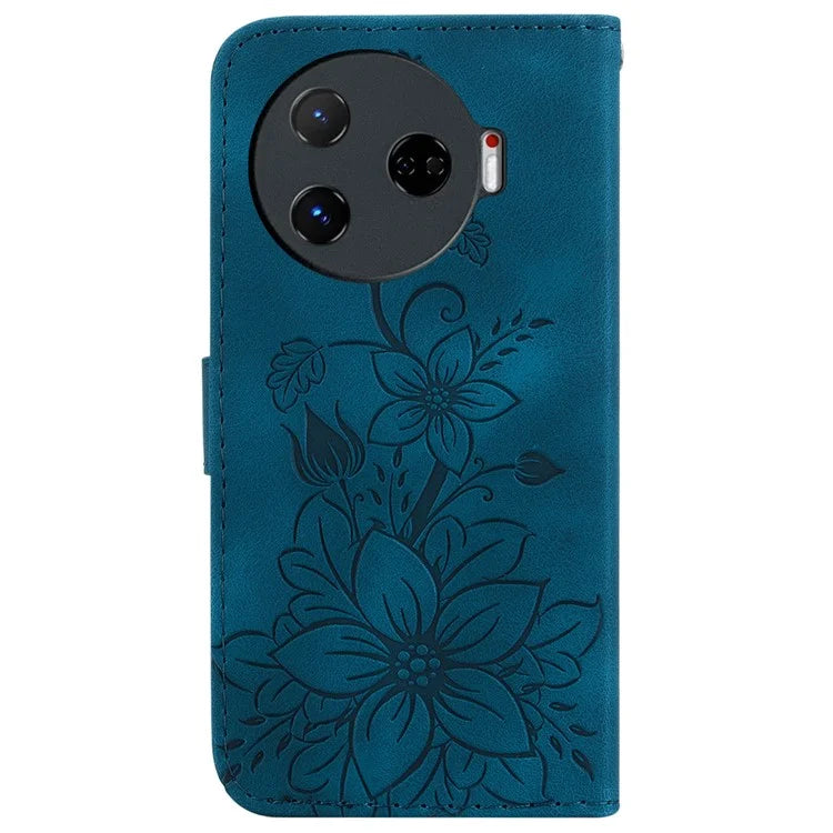 For TECNO Camon 30 Pro 5G Wallet Case Lily Imprint Anti-Scratch Leather Phone Cover