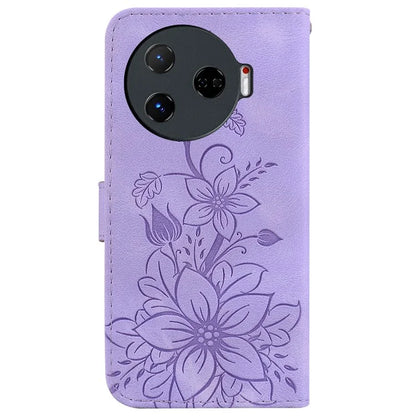 For TECNO Camon 30 Pro 5G Wallet Case Lily Imprint Anti-Scratch Leather Phone Cover