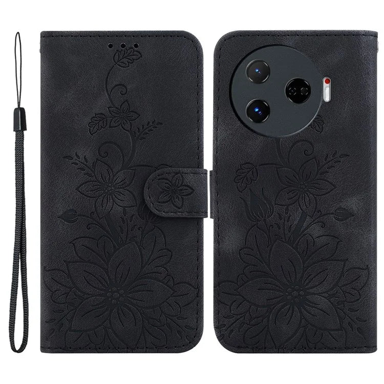 For TECNO Camon 30 Pro 5G Wallet Case Lily Imprint Anti-Scratch Leather Phone Cover