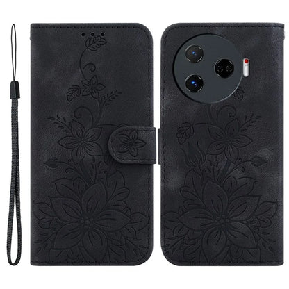 For TECNO Camon 30 Pro 5G Wallet Case Lily Imprint Anti-Scratch Leather Phone Cover