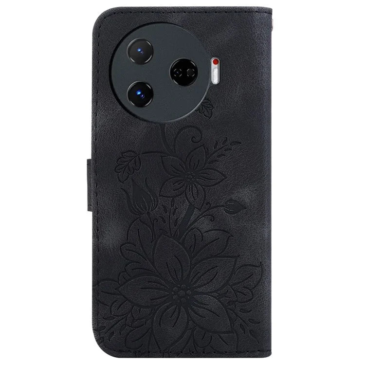 For TECNO Camon 30 Pro 5G Wallet Case Lily Imprint Anti-Scratch Leather Phone Cover