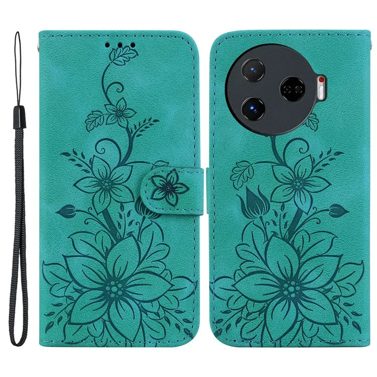For TECNO Camon 30 Pro 5G Wallet Case Lily Imprint Anti-Scratch Leather Phone Cover