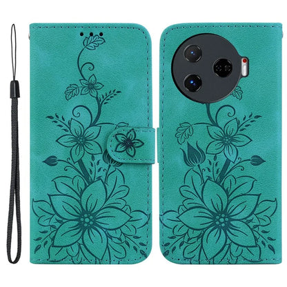 For TECNO Camon 30 Pro 5G Wallet Case Lily Imprint Anti-Scratch Leather Phone Cover