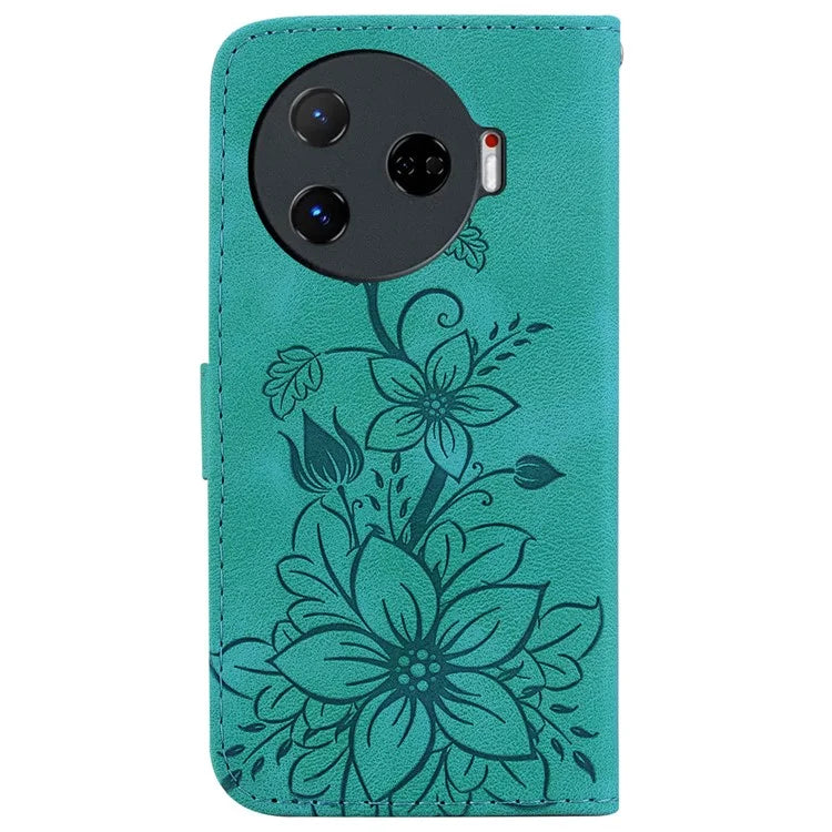 For TECNO Camon 30 Pro 5G Wallet Case Lily Imprint Anti-Scratch Leather Phone Cover
