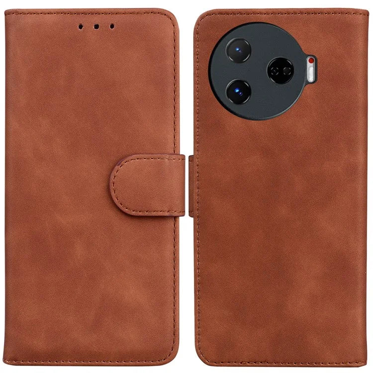 For TECNO Camon 30 Pro 5G Phone Case Solid Color Leather Phone Cover with Stand