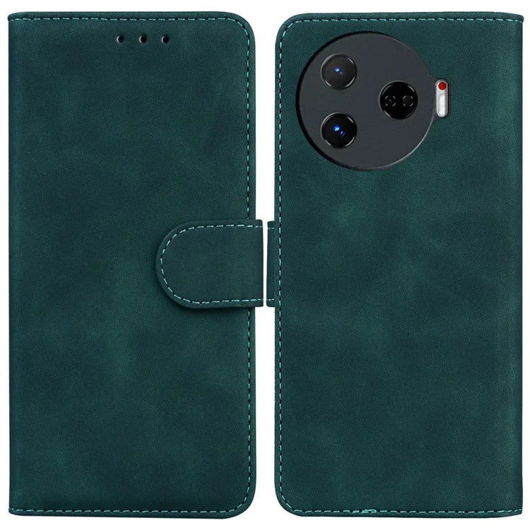 For TECNO Camon 30 Pro 5G Phone Case Solid Color Leather Phone Cover with Stand