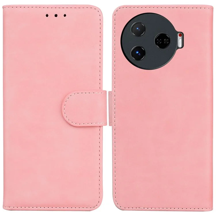 For TECNO Camon 30 Pro 5G Phone Case Solid Color Leather Phone Cover with Stand