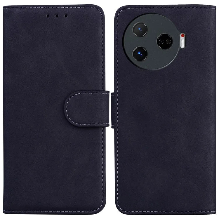 For TECNO Camon 30 Pro 5G Phone Case Solid Color Leather Phone Cover with Stand