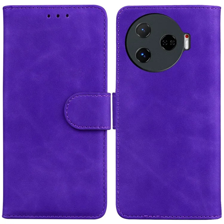 For TECNO Camon 30 Pro 5G Phone Case Solid Color Leather Phone Cover with Stand