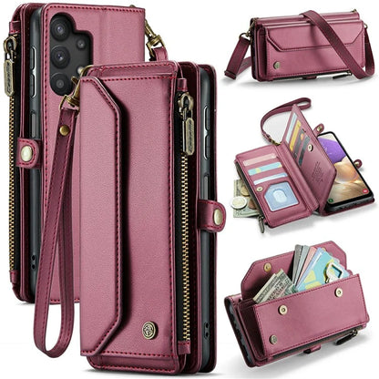 CASEME C36 Series For Samsung Galaxy A32 5G / M32 5G Phone Case PU Leather Wallet Stand Cover with 2 Straps