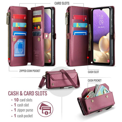 CASEME C36 Series For Samsung Galaxy A32 5G / M32 5G Phone Case PU Leather Wallet Stand Cover with 2 Straps