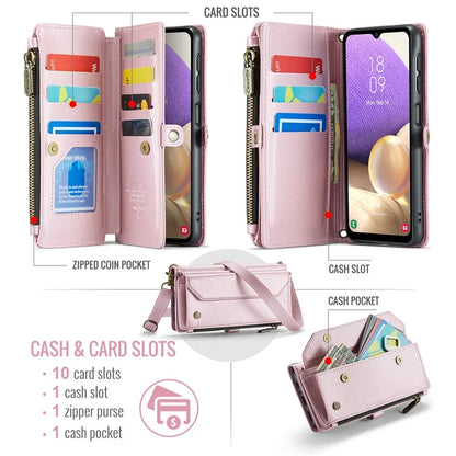 CASEME C36 Series For Samsung Galaxy A32 5G / M32 5G Phone Case PU Leather Wallet Stand Cover with 2 Straps