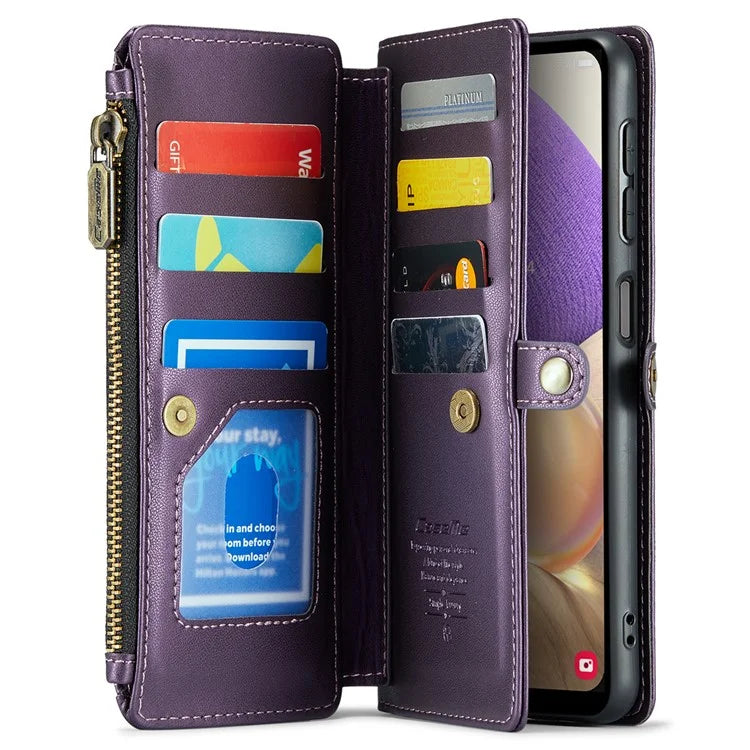 CASEME C36 Series For Samsung Galaxy A32 5G / M32 5G Phone Case PU Leather Wallet Stand Cover with 2 Straps