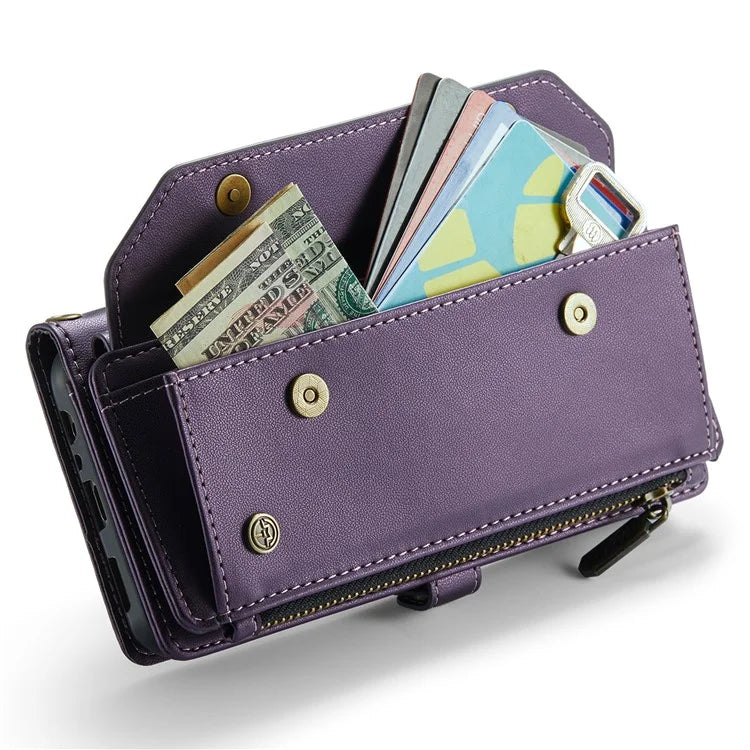 CASEME C36 Series For Samsung Galaxy A32 5G / M32 5G Phone Case PU Leather Wallet Stand Cover with 2 Straps