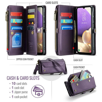 CASEME C36 Series For Samsung Galaxy A32 5G / M32 5G Phone Case PU Leather Wallet Stand Cover with 2 Straps