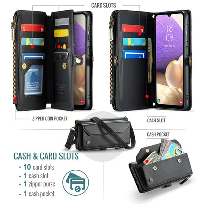 CASEME C36 Series For Samsung Galaxy A32 5G / M32 5G Phone Case PU Leather Wallet Stand Cover with 2 Straps