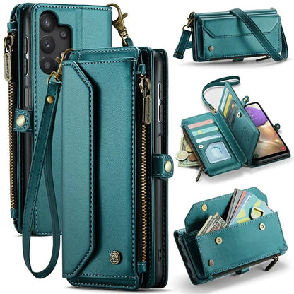 CASEME C36 Series For Samsung Galaxy A32 5G / M32 5G Phone Case PU Leather Wallet Stand Cover with 2 Straps