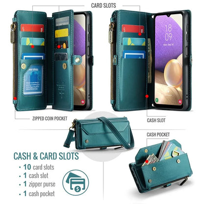 CASEME C36 Series For Samsung Galaxy A32 5G / M32 5G Phone Case PU Leather Wallet Stand Cover with 2 Straps