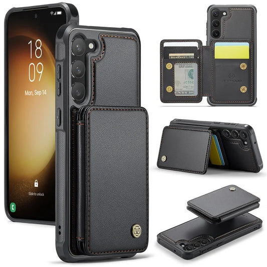 JEEHOOD J05 For Samsung Galaxy S23+ Case Detachable Magnetic Card Bag TPU+PU Phone Cover