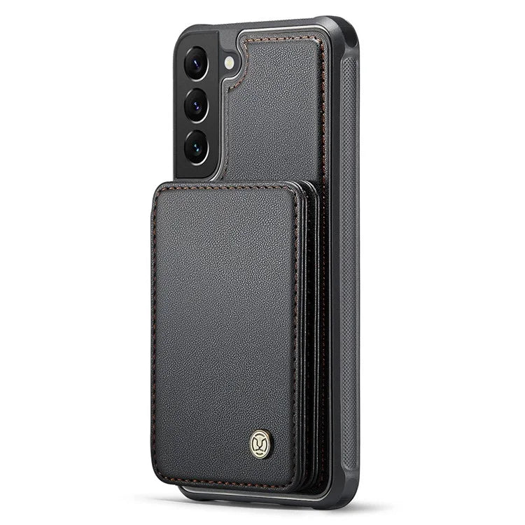 JEEHOOD J05 For Samsung Galaxy S22+ 5G Case TPU+Leather Phone Cover with Magnetic Detachable Card Bag