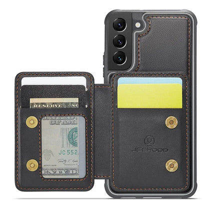 JEEHOOD J05 For Samsung Galaxy S22+ 5G Case TPU+Leather Phone Cover with Magnetic Detachable Card Bag
