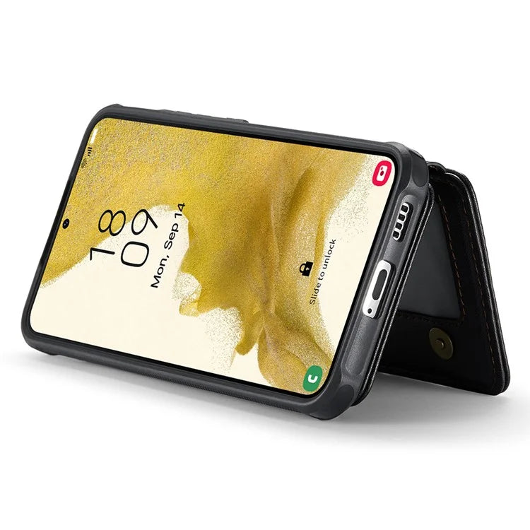 JEEHOOD J05 For Samsung Galaxy S22+ 5G Case TPU+Leather Phone Cover with Magnetic Detachable Card Bag