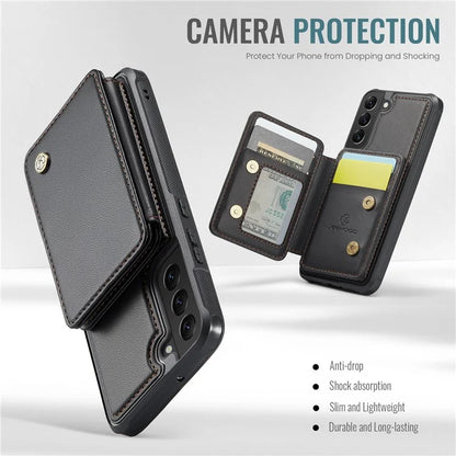 JEEHOOD J05 For Samsung Galaxy S22+ 5G Case TPU+Leather Phone Cover with Magnetic Detachable Card Bag