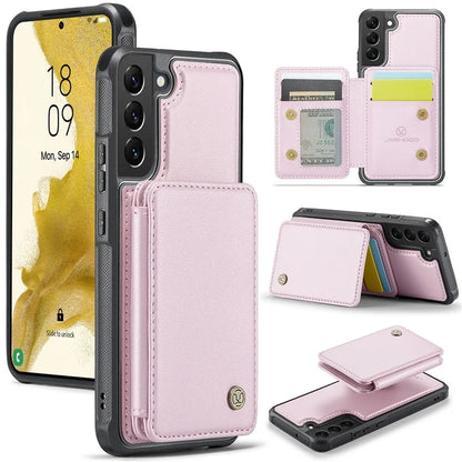 JEEHOOD J05 For Samsung Galaxy S22+ 5G Case TPU+Leather Phone Cover with Magnetic Detachable Card Bag