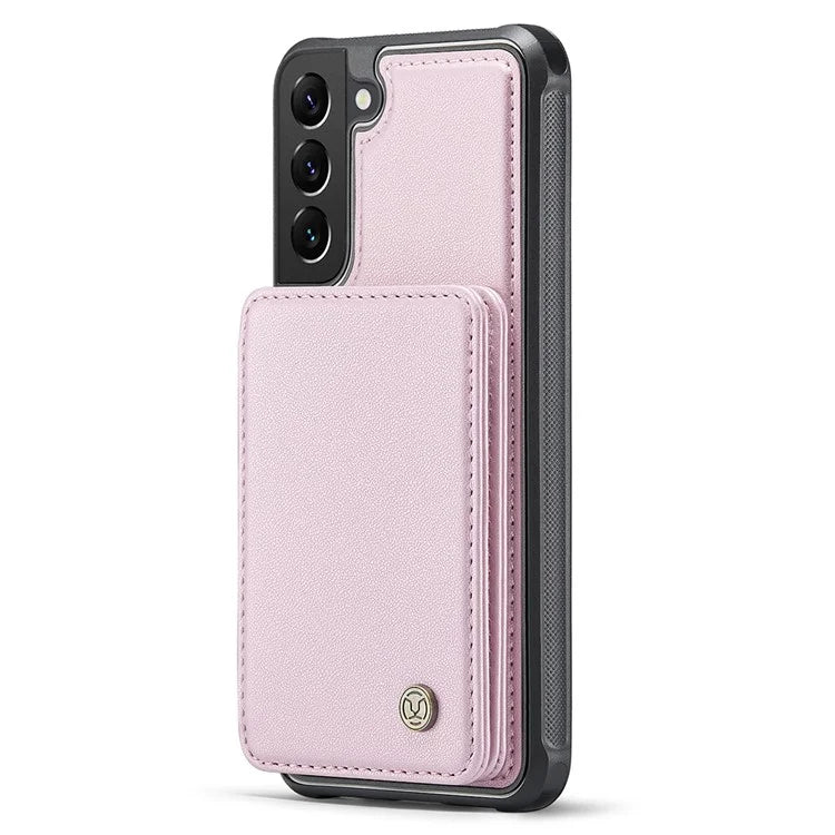 JEEHOOD J05 For Samsung Galaxy S22+ 5G Case TPU+Leather Phone Cover with Magnetic Detachable Card Bag