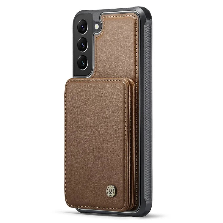 JEEHOOD J05 For Samsung Galaxy S22+ 5G Case TPU+Leather Phone Cover with Magnetic Detachable Card Bag