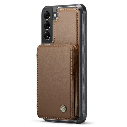 JEEHOOD J05 For Samsung Galaxy S22+ 5G Case TPU+Leather Phone Cover with Magnetic Detachable Card Bag