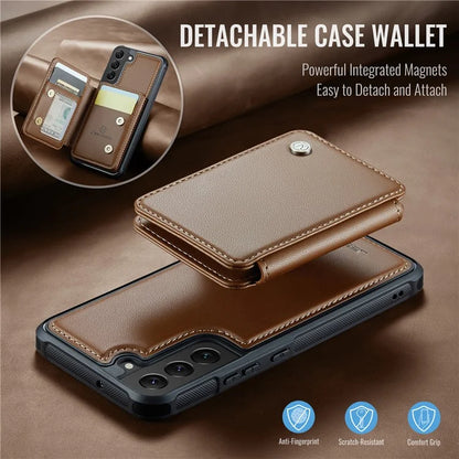 JEEHOOD J05 For Samsung Galaxy S22+ 5G Case TPU+Leather Phone Cover with Magnetic Detachable Card Bag