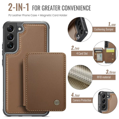 JEEHOOD J05 For Samsung Galaxy S22+ 5G Case TPU+Leather Phone Cover with Magnetic Detachable Card Bag