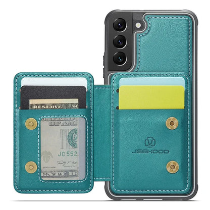 JEEHOOD J05 For Samsung Galaxy S22+ 5G Case TPU+Leather Phone Cover with Magnetic Detachable Card Bag