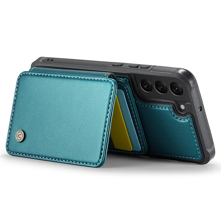 JEEHOOD J05 For Samsung Galaxy S22+ 5G Case TPU+Leather Phone Cover with Magnetic Detachable Card Bag