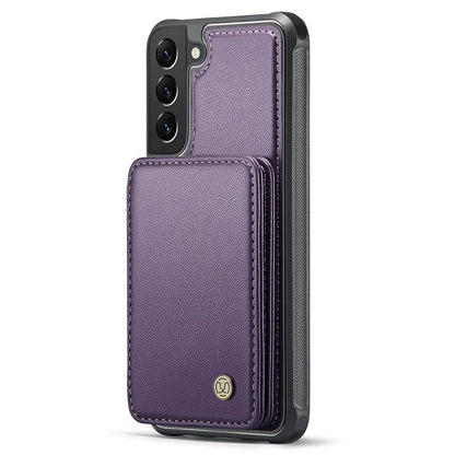 JEEHOOD J05 For Samsung Galaxy S22+ 5G Case TPU+Leather Phone Cover with Magnetic Detachable Card Bag