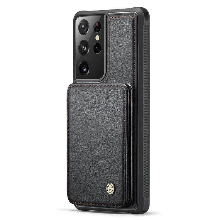 JEEHOOD J05 For Samsung Galaxy S21 Ultra 5G Case Magnetic Detachable Card Holder Anti-Drop Phone Cover