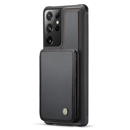 JEEHOOD J05 For Samsung Galaxy S21 Ultra 5G Case Magnetic Detachable Card Holder Anti-Drop Phone Cover